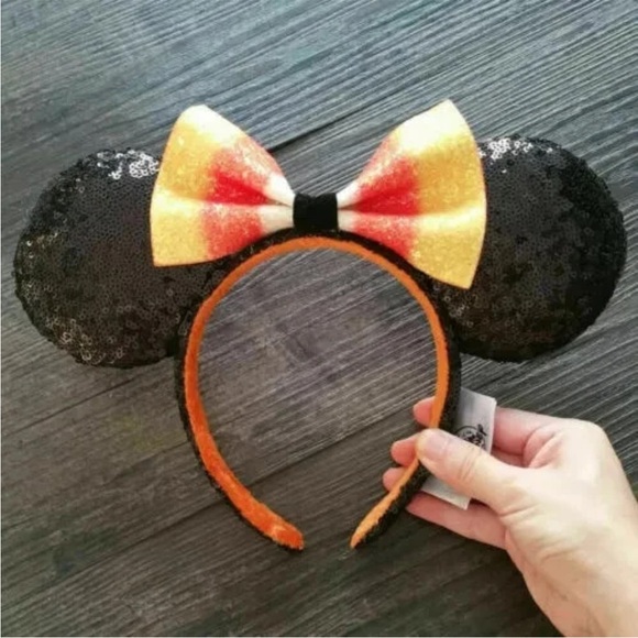 🎃NWOT Disney Parks Halloween Mickey Minnie Ears Headband Candy Corn Sequin 2022 - Picture 1 of 3